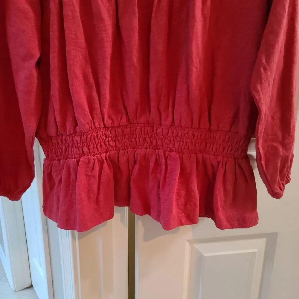 Marine Layer Cotton Off Shoulder Smocked Waist Top Size Large NEW